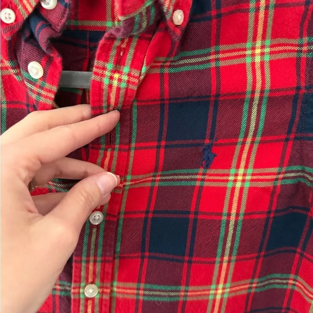 Ralph Lauren Kids Red and Blue Plaid Shirt size small (8)